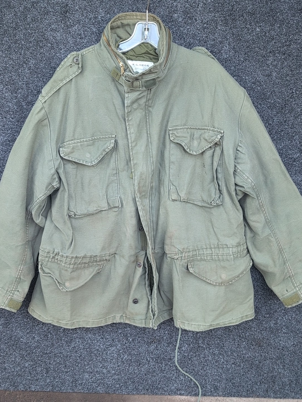 Vtg US Military M65 Jacket Extra Large Green Cold Weather Removable Liner OG106